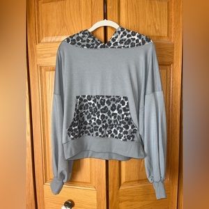 NWOT Cheetah Print Hooded Sweatshirt
